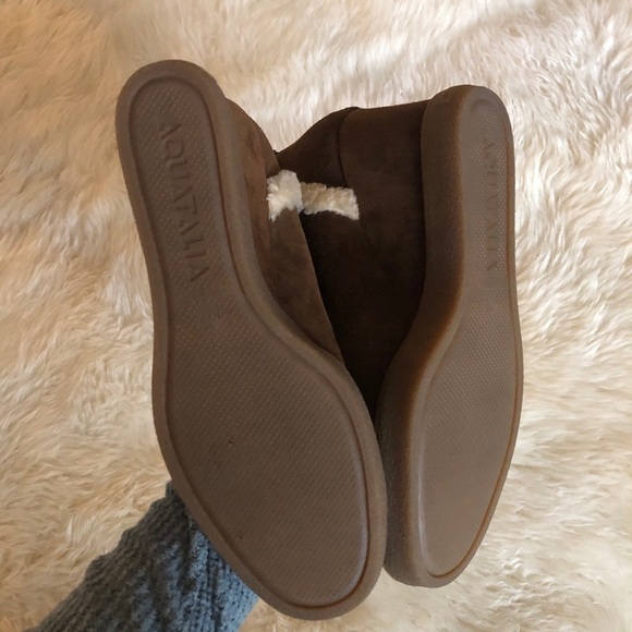 Aquatalia Christen Suede Shearling Wedge Bootie - Picture 7 of 11